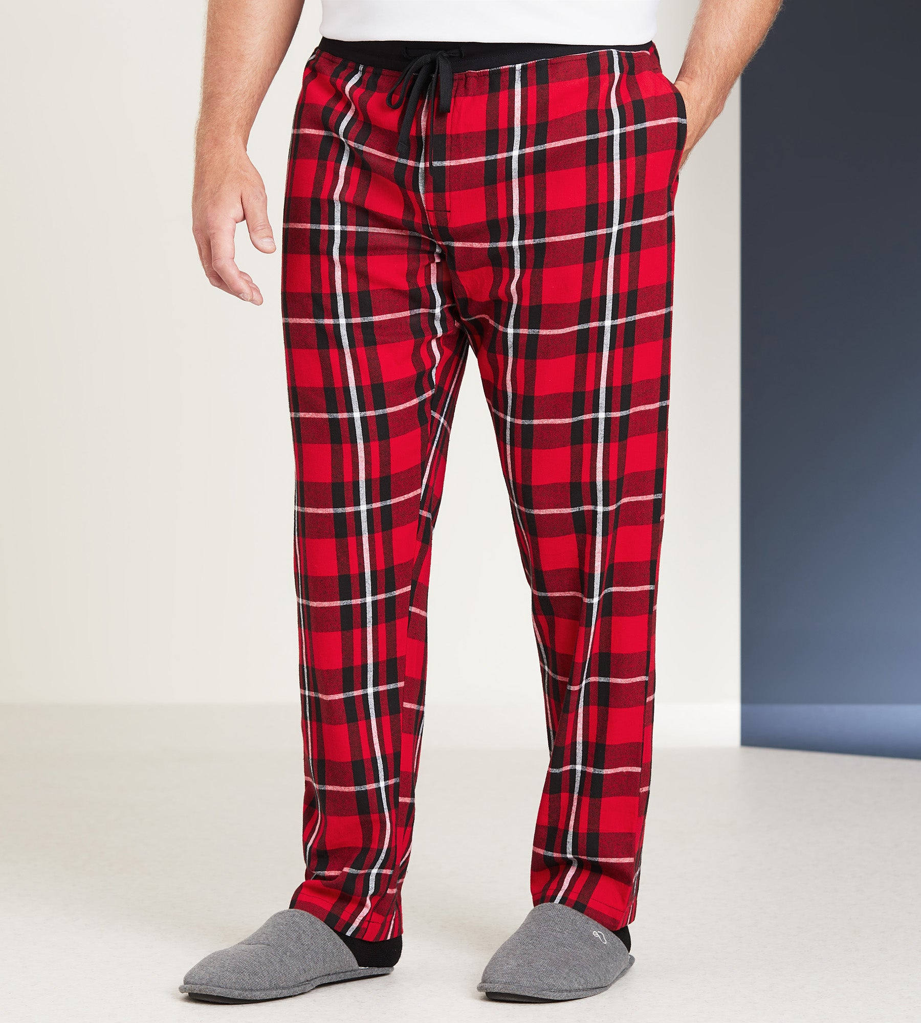 Cotton Flannel Pajama Pants Red Plaid Jogger Pajamas Plaid Flannel