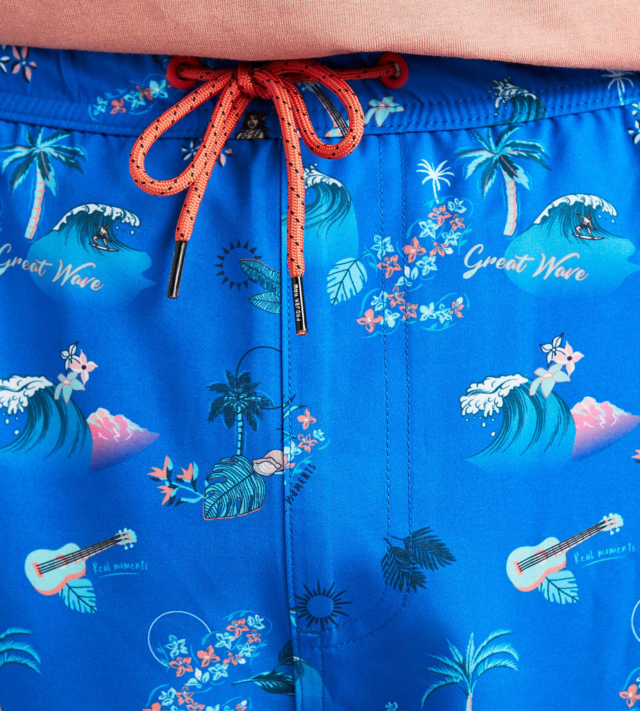 Island Wave Print Swim Shorts Projek Raw Big Tall Men's