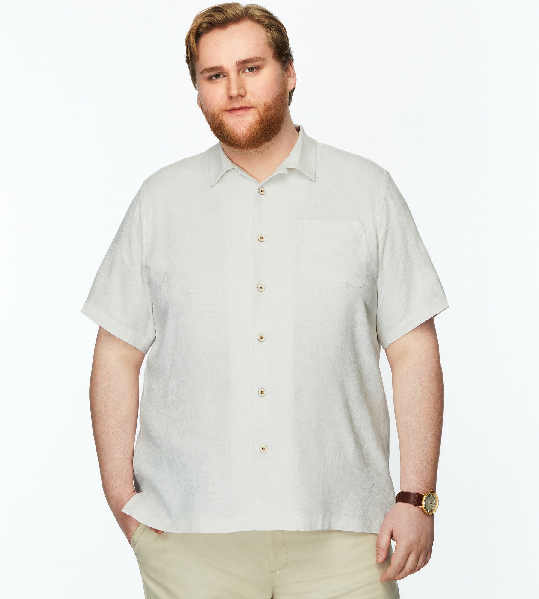Tropic Isles Tonal Jacquard Short Sleeve Sport Shirt | Tommy