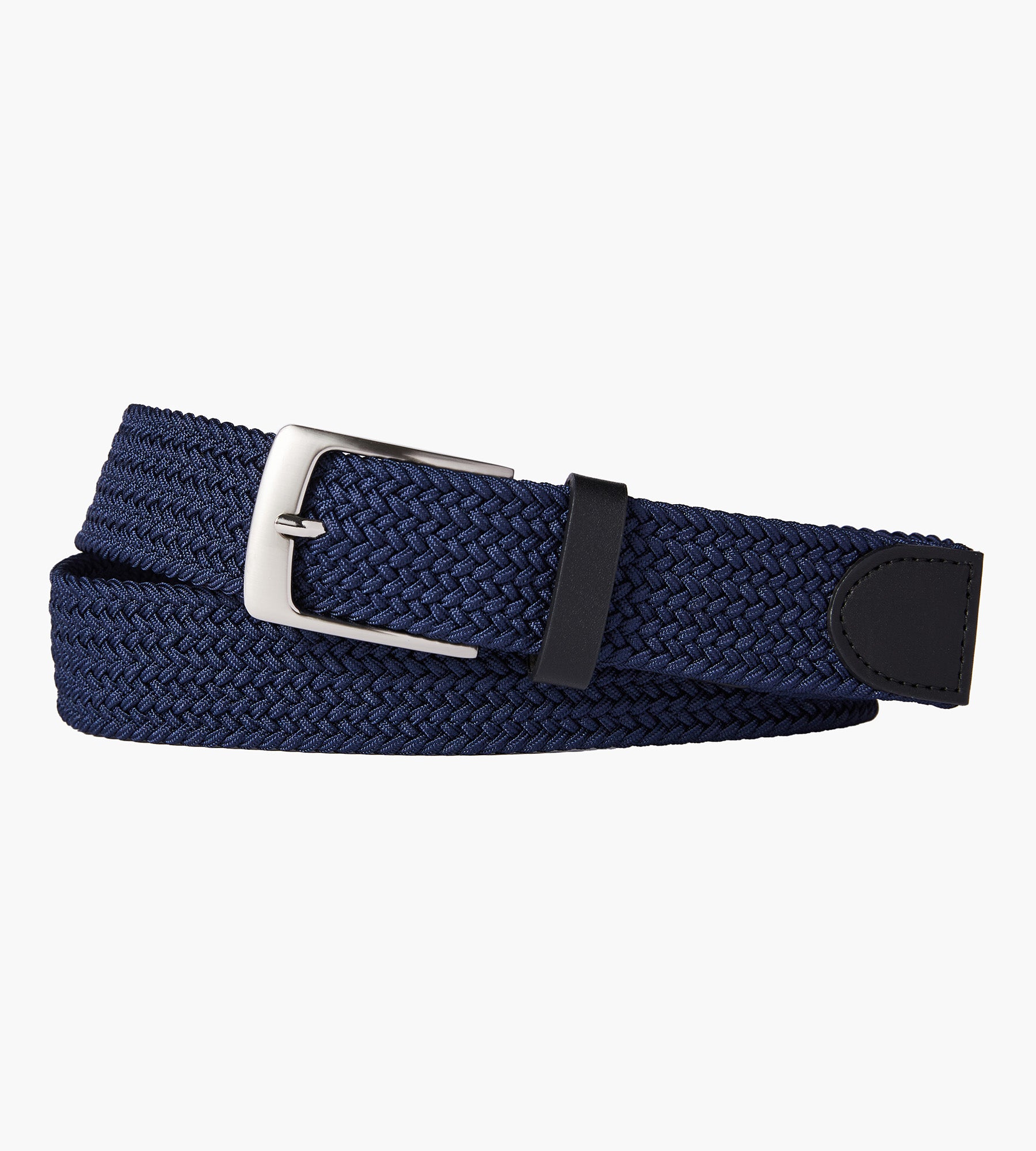 Men's Woven Stretch Belt in Navy, Black, and Beige Zigzag – Chukka