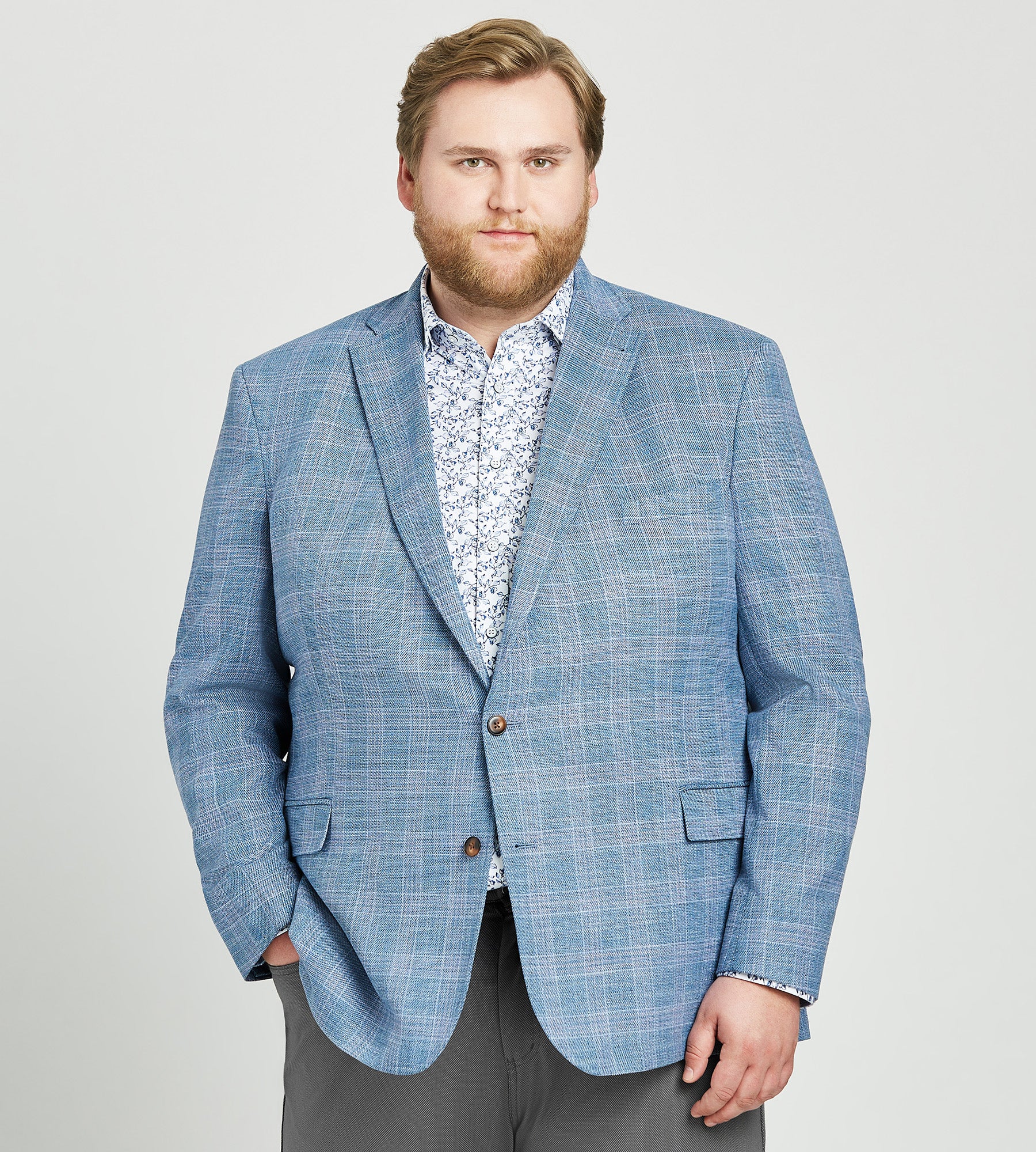 Modern Fit Plaid Woven Sport Jacket