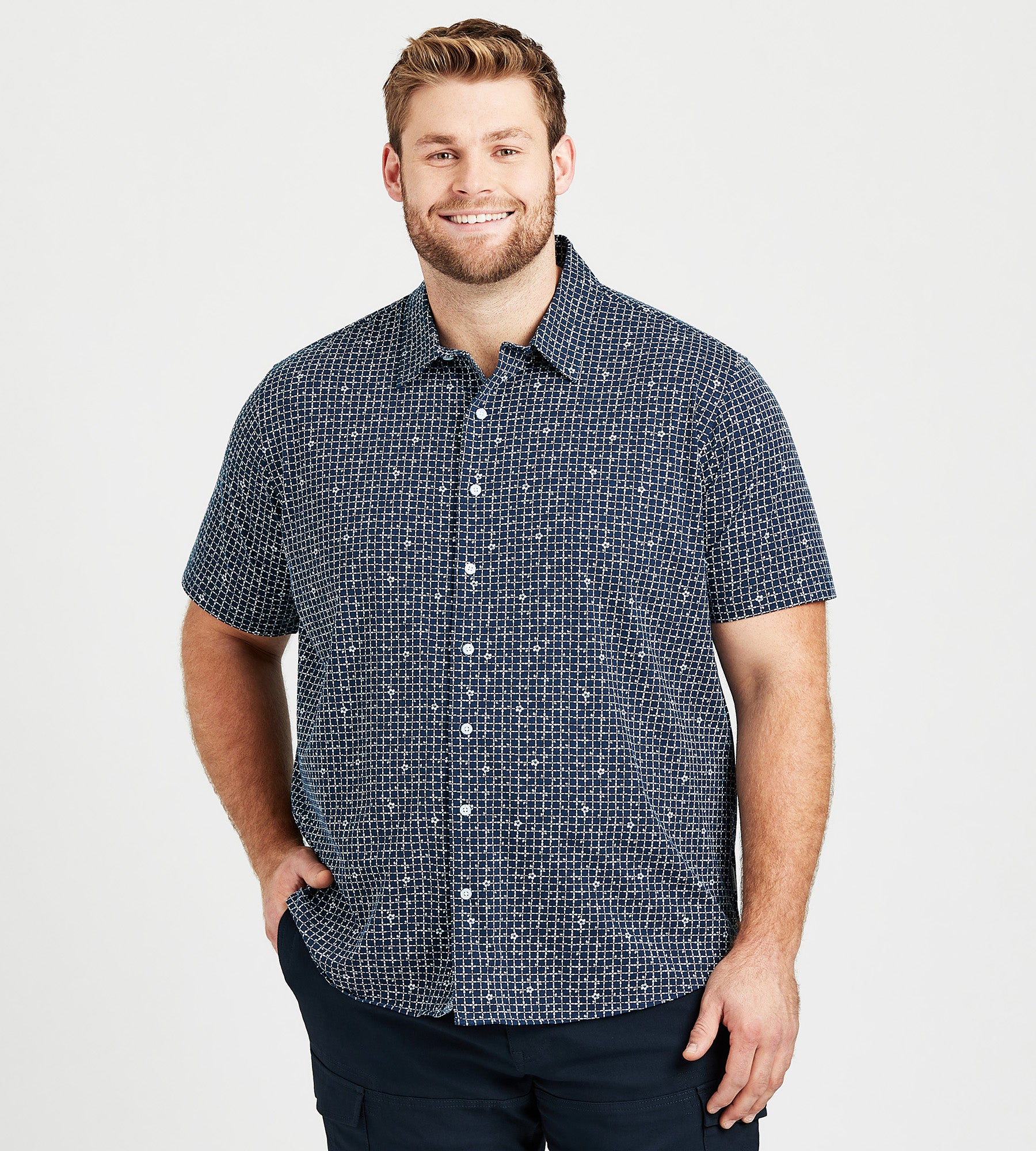 Allover Geo Pattern Knit Shirt