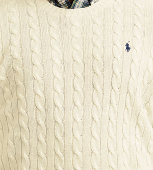 Tall Cream Chunky Cable Knit Turtle Neck Sweater