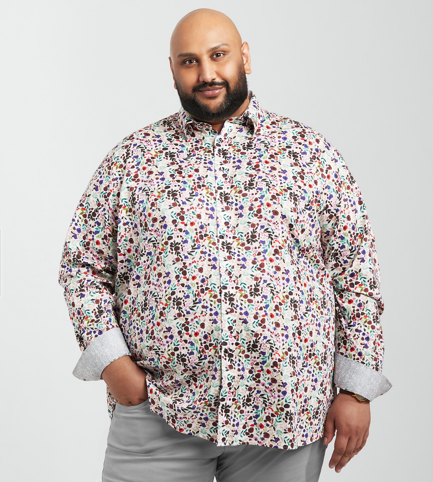 Non-Iron Floral Long Sleeve Sport Shirt | Hechter Paris | Mr