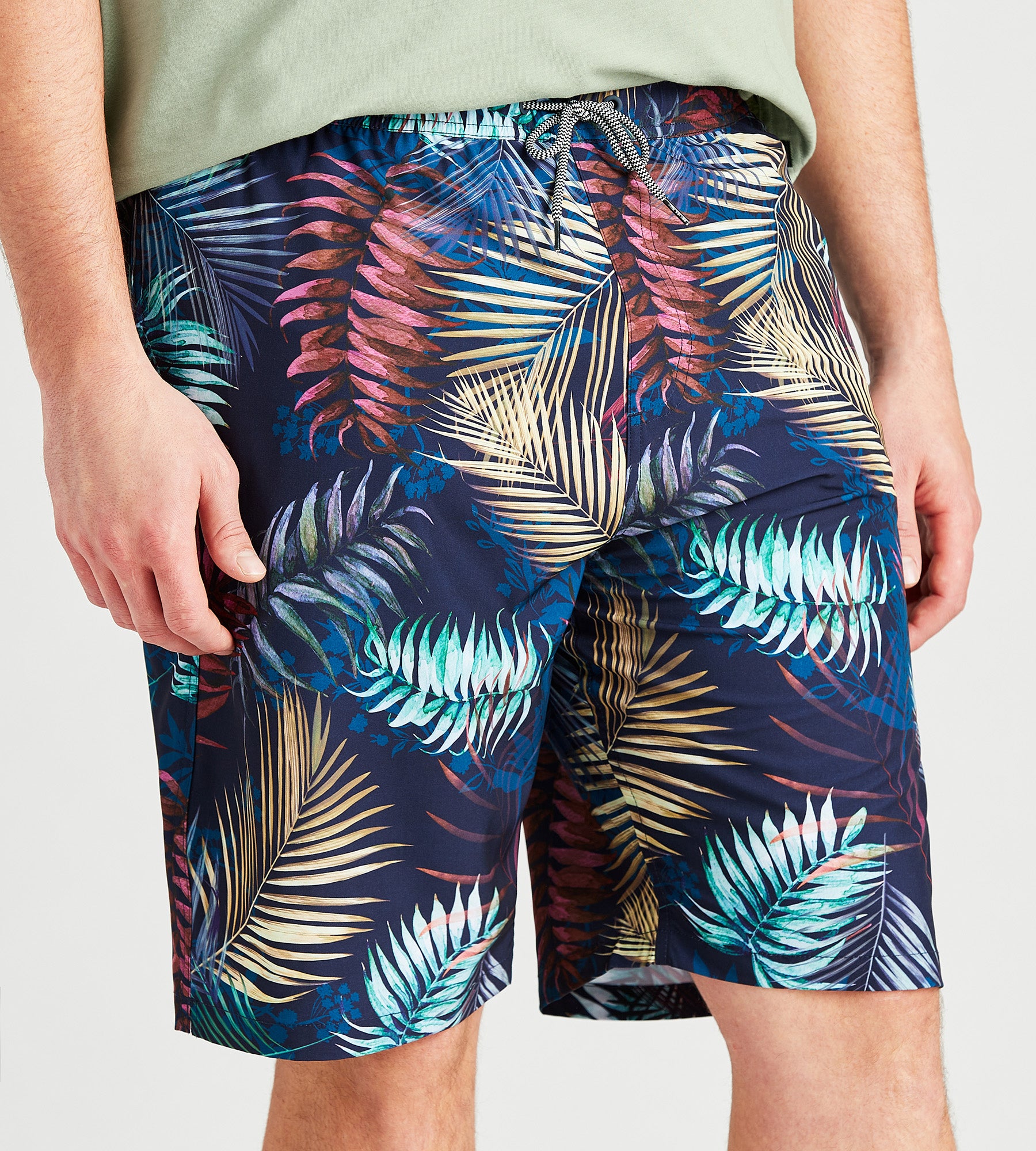 Large Leaf Print Swim Short