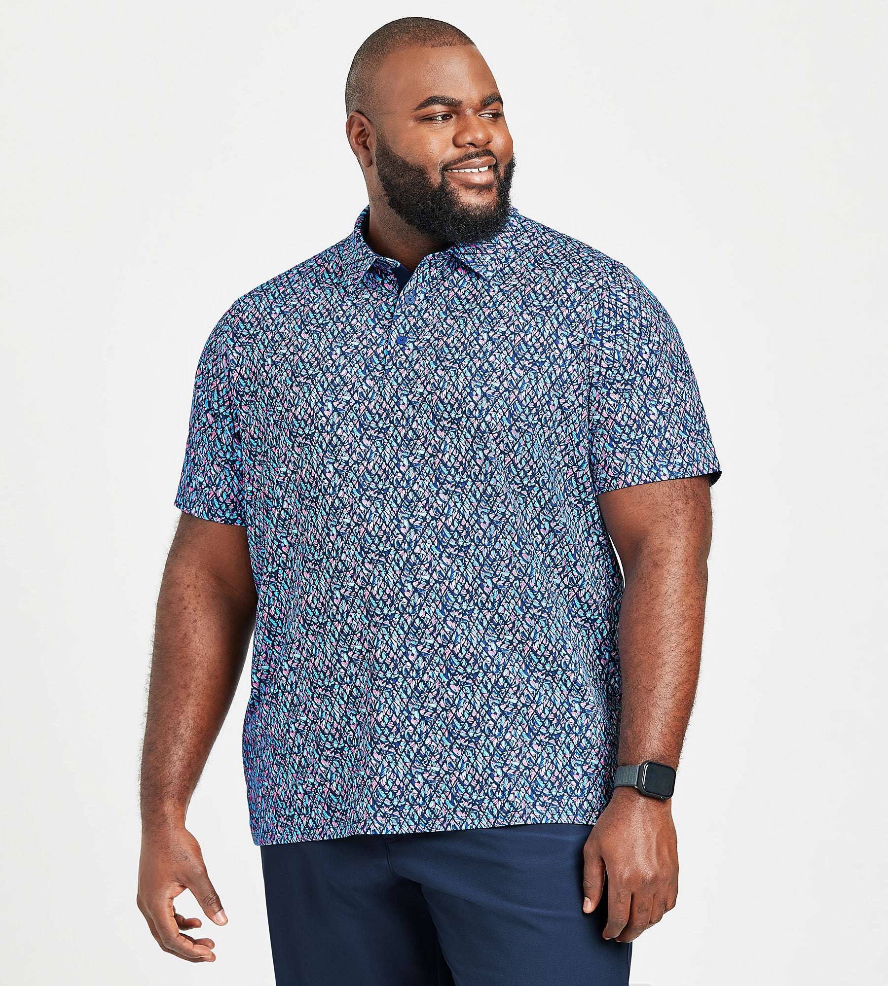 Multi Colour Palm Geo Print  Polo