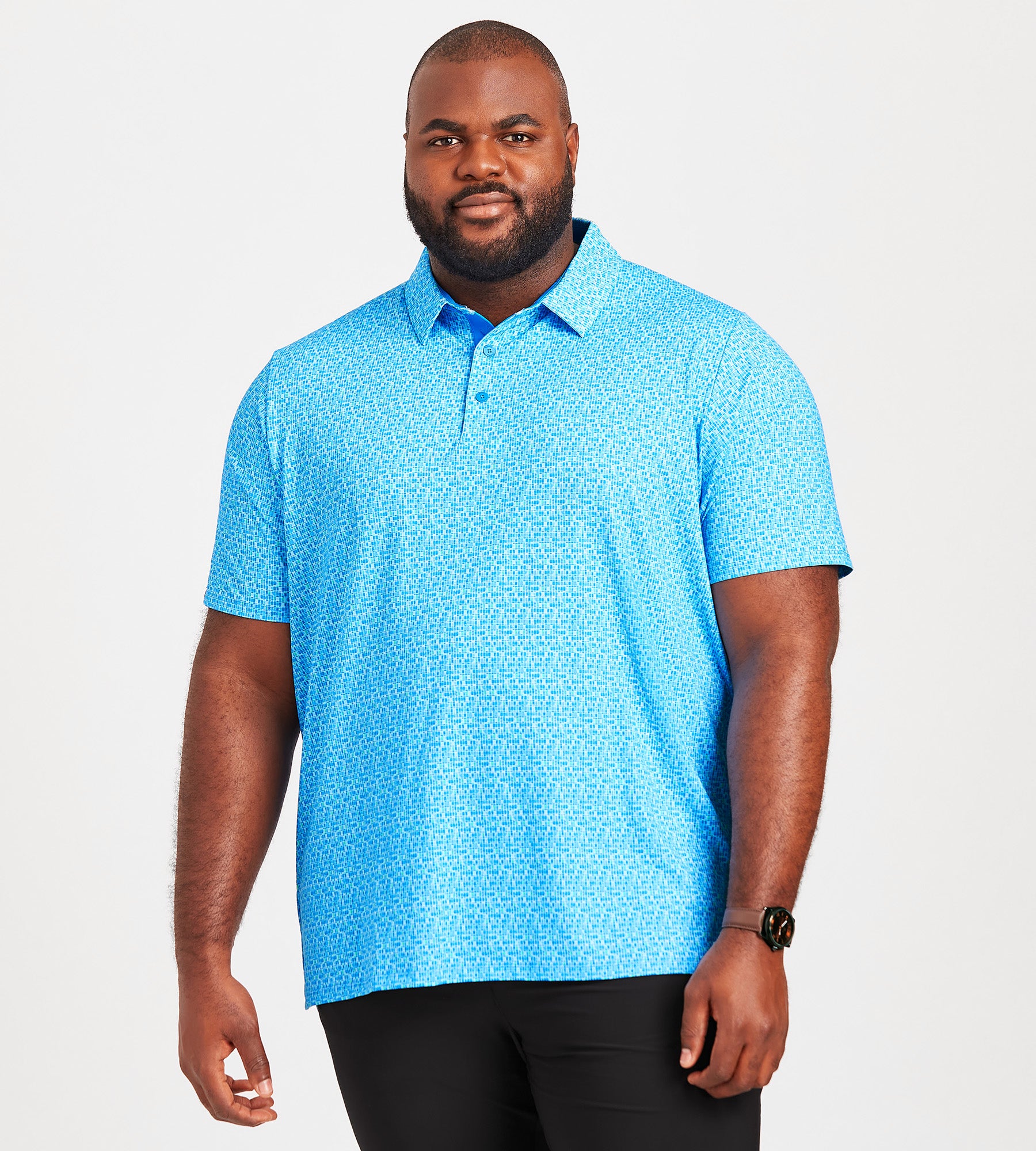 Tile Gingham Print Polo